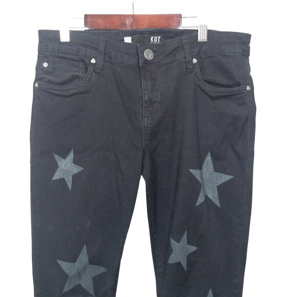 Kut From The Kloth Mia Skinny Black Denim Stars SZ 8 31" L Indie Goth Punk - Picture 13 of 14